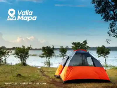 Camping setup near Valladolid Yucatan with trees, shade and outdoor lodging