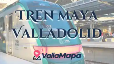 Tren Maya en Valladolid con viajeros revisando boletos, equipaje y conexión hacia el centro